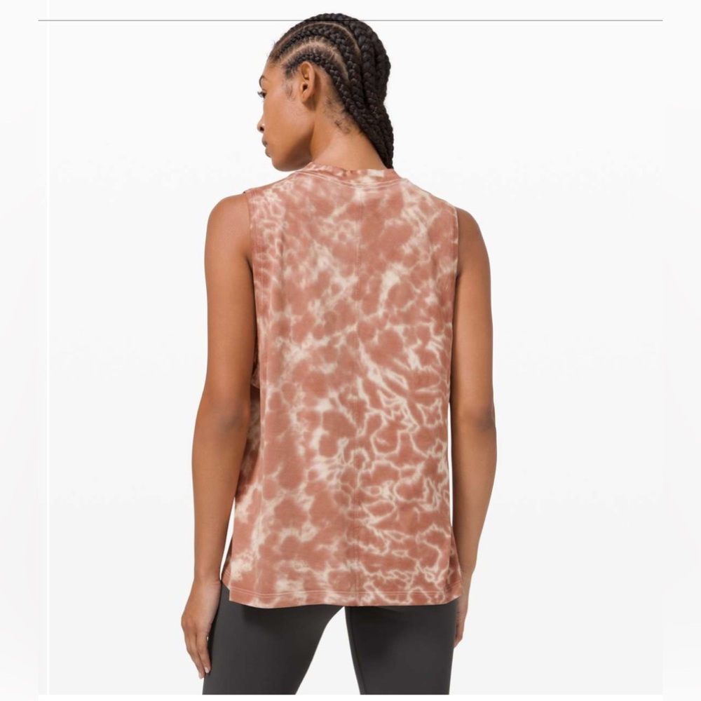 Lululemon All Yours Tank Top Tie Dye Pink Size 6 Marmoleado Copper Pima Cotton - Picture 2 of 12